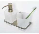 Holder with cup and soap dispenser